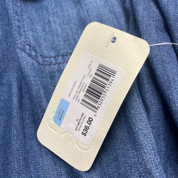 Carry On River Blues Women’s Blue Chambray Long Sleeve Tunic Shirt Size XL - New - Picture 8 of 9